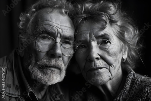 Fictional portrait of an elderly couple,