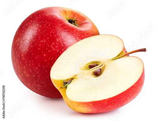 Tableau sur toile Red red apple half isolated on white background