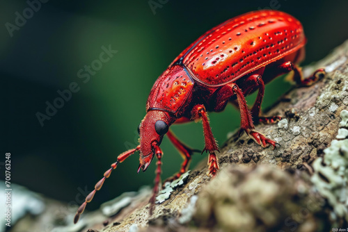 Macro of a Red beetle on branch © paul