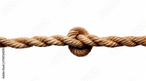 The knot on the rope on an isolated white photo