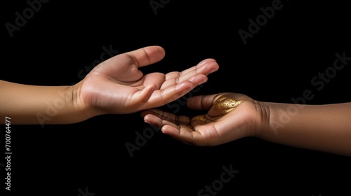 Two children hands on an isolated background
