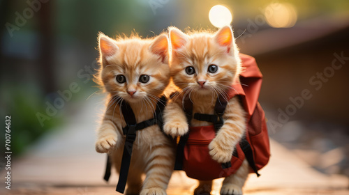 two cute kittens on an outdoor adventure