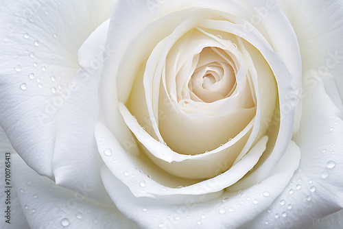 Close up of beautiful white colored rose flower with water drops