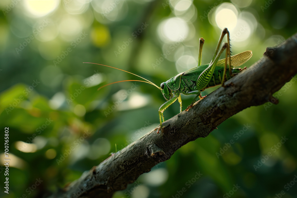 green grasshopper on a branch green grasshopper on a branch