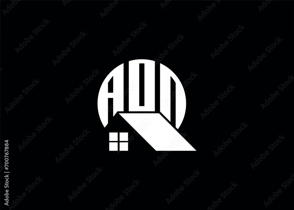 Real Estate Letter AON Monogram Vector Logo.Home Or Building Shape AON Logo. Real Estate Letter AON Monogram Vector Logo.Home Or Building Shape AON Logo.