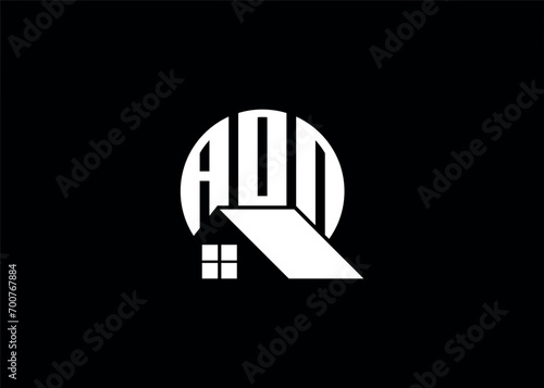 Real Estate Letter AON Monogram Vector Logo.Home Or Building Shape AON Logo.