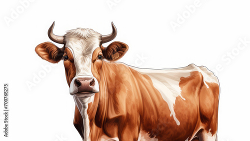 cow, cattle, livestock. empty space for the text.the muzzle of an animal, head with horns. colorful illustration. photo