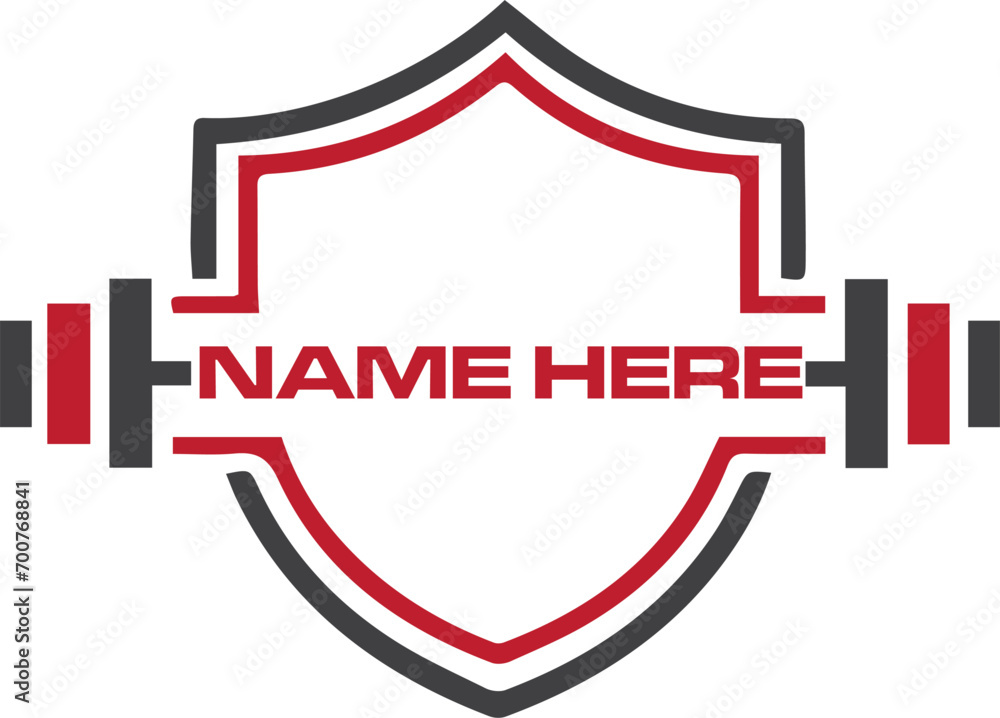 GYM bodybuilding dumble shield logo design GYM bodybuilding dumble shield logo design