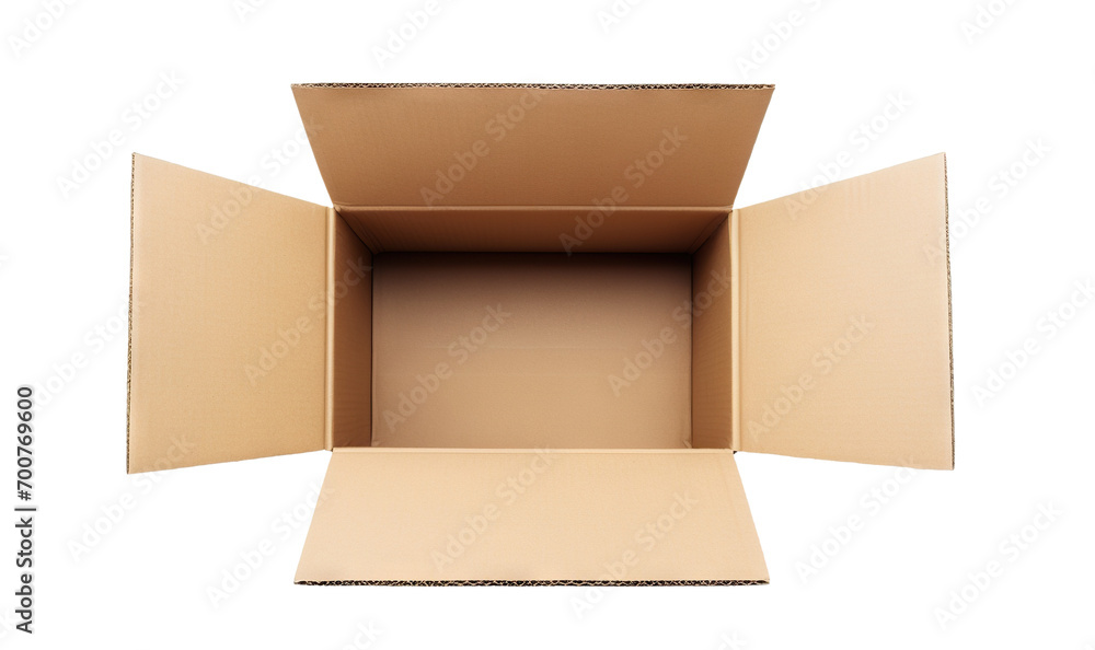 Open empty cardboard box cut out