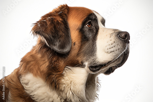 Tableau sur toile Saint Bernard Dog close-up portrait on a white background.