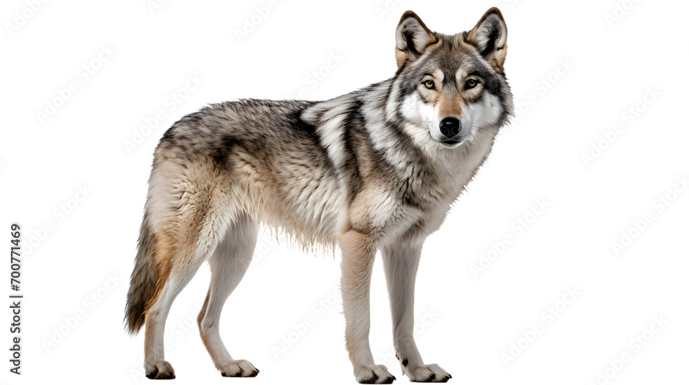 Powerful and majestic, a lone wolf stands against the darkness, its fierce snout ready to defend its wild canid kin