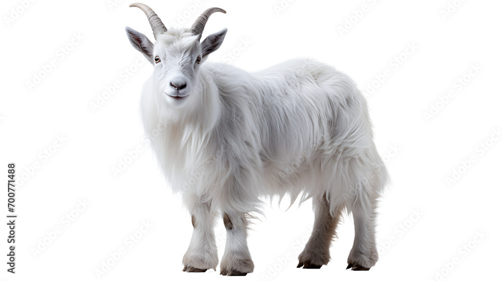 A majestic feral goatantelope with snowy white fur and impressive horns stands proudly in its natural mountain habitat, showcasing the beauty and resilience of this iconic terrestrial mammal A majestic feral goatantelope with snowy white fur and impressive horns stands proudly in its natural mountain habitat, showcasing the beauty and resilience of this iconic terrestrial mammal