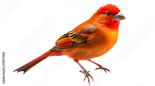 Vibrant and poised, a northern cardinal perches in the great outdoors, showcasing its beautiful red plumage and distinctive beak photo