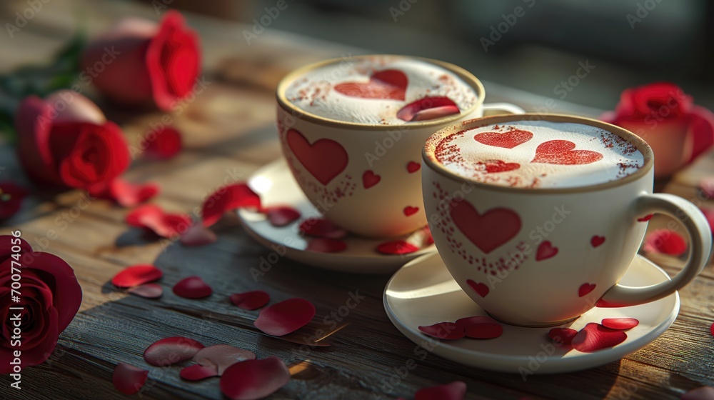 Valentine coffe latte cups