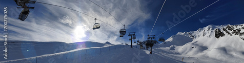 Ski slopes and chairlift in the Tiroler Alps in the Soellden ski area. Austria. photo