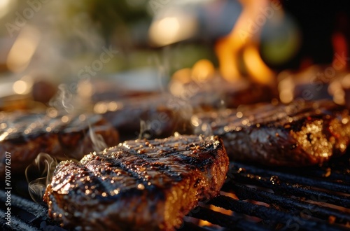 grilling at an outside party with people around