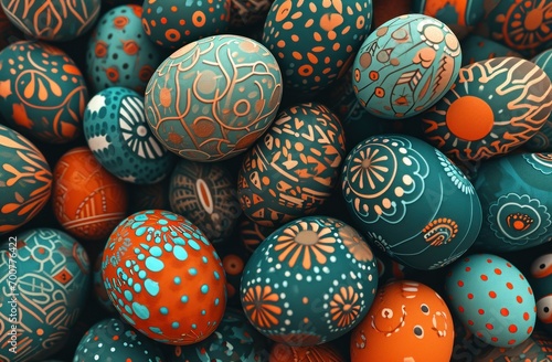 many easter eggs are colorful with polka dots on them