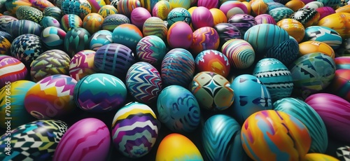 many easter eggs are colorful with polka dots on them © olegganko