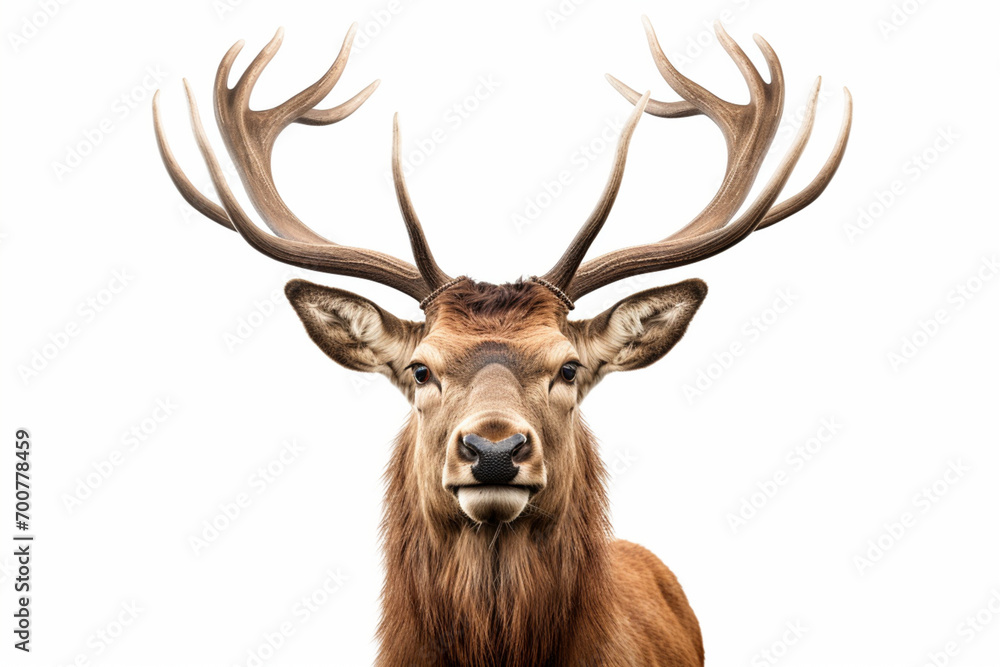 Elk close-up portrait on a white background. Elk close-up portrait on a white background.