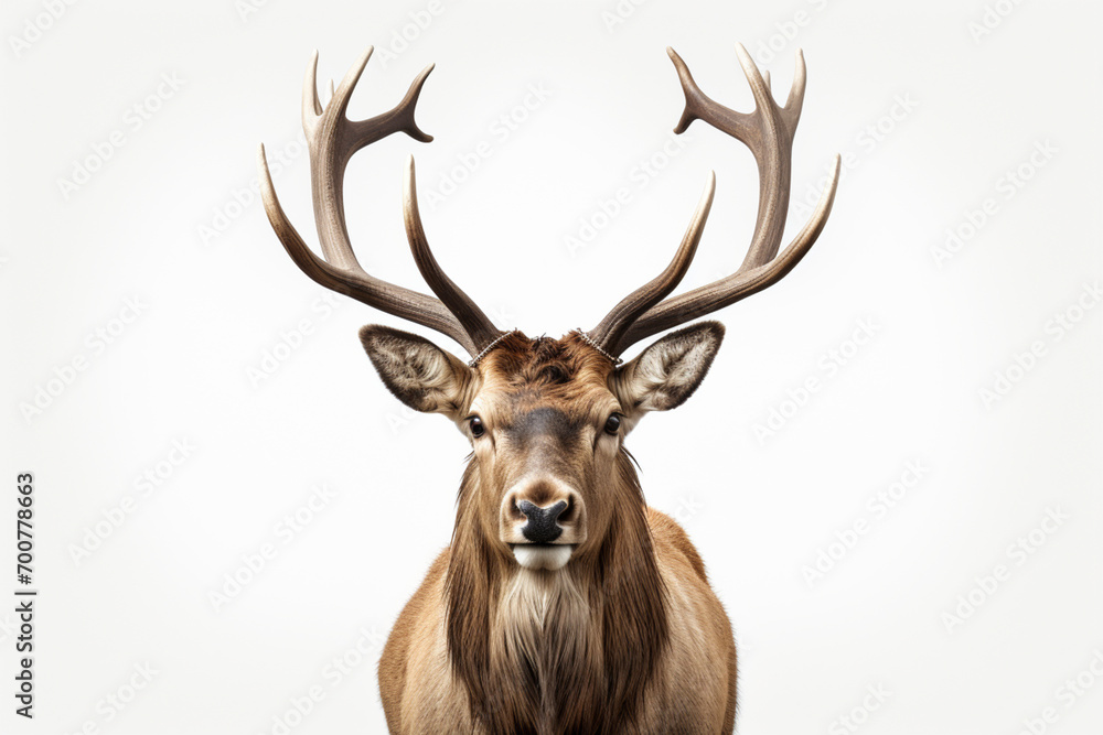 Elk close-up portrait on a white background. Elk close-up portrait on a white background.