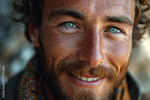 beautiful man portrait with smiling white teeth photo