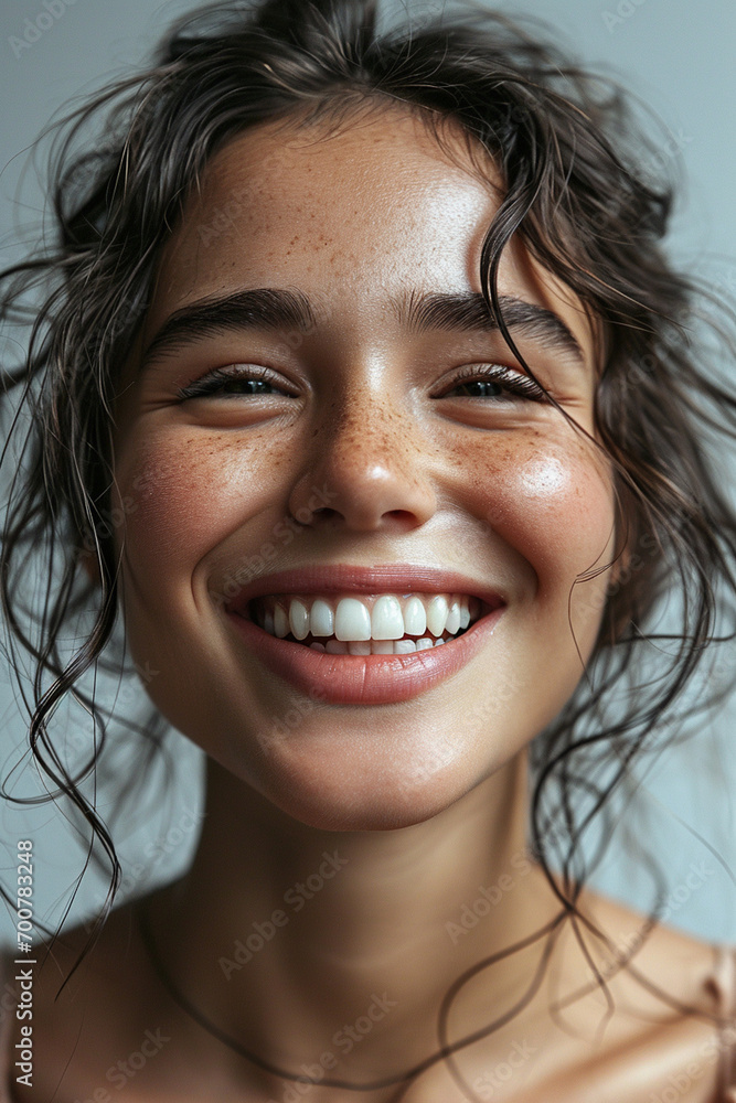 portrait of Caucasian woman with beautiful smile on white background, isolated portrait of Caucasian woman with beautiful smile on white background, isolated