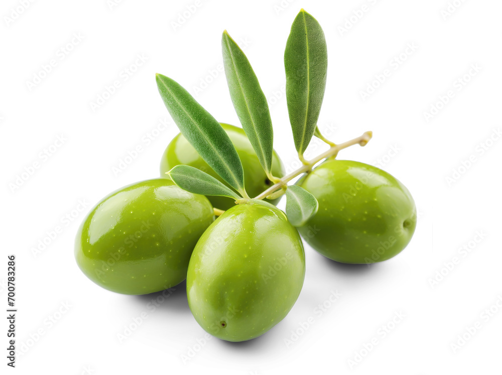 Obraz premium green olives on a white background