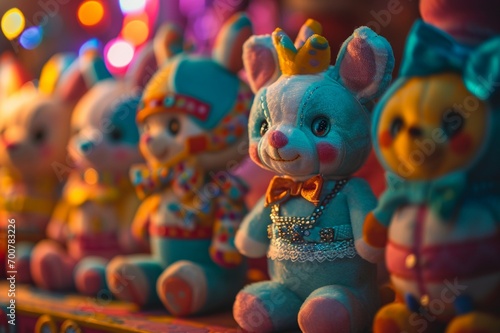 The Amazing Digital Circus with a close-up shot of the adorable Anime Cartoon Plush Toys, showcasing their intricate details and lively colors.