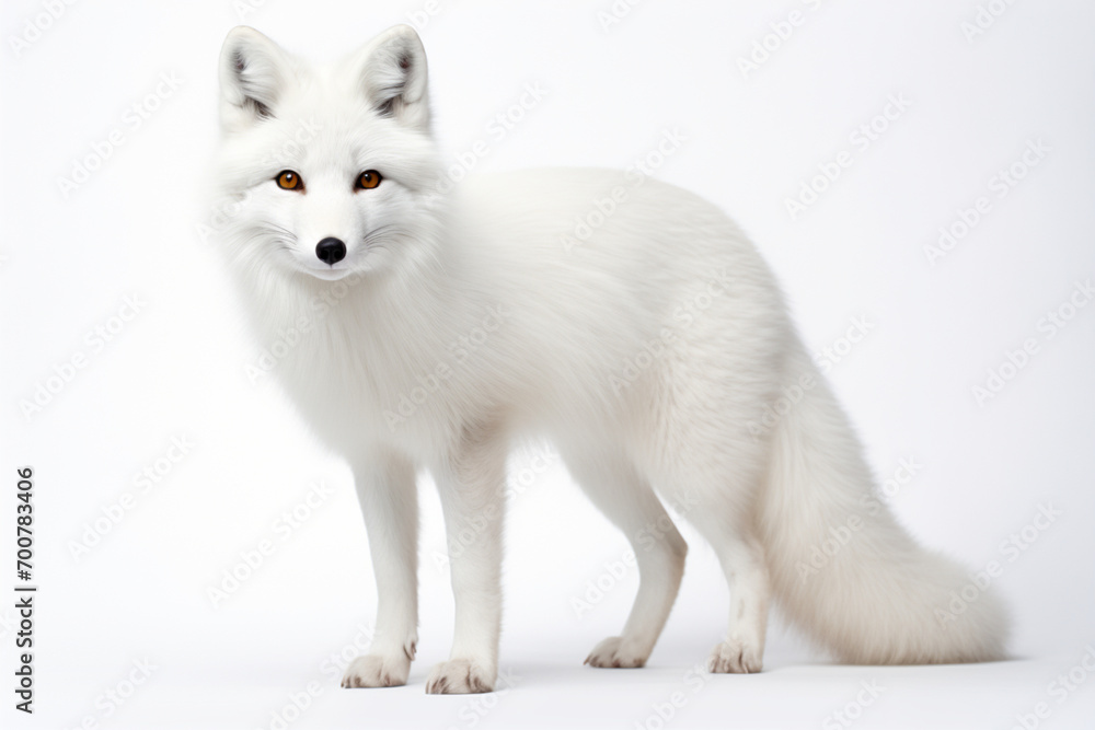 Obraz premium Arctic Fox left side view portrait. Adorable fox studio photography