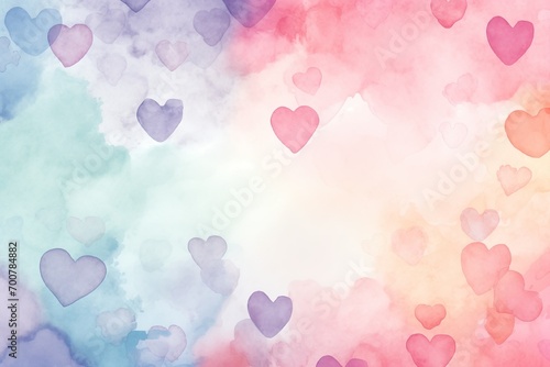 Abstract watercolor red, pink heart background. Concept love, valentine day greeting card.