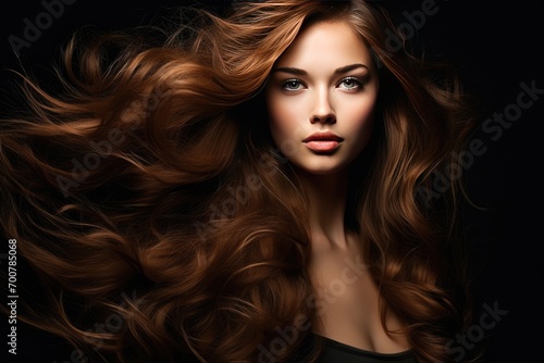 Beautiful woman with long wavy red hair.