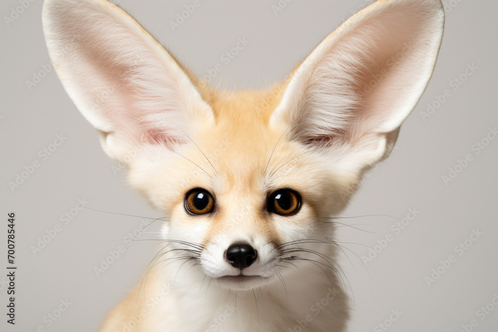 Obraz premium Fennec Fox close-up portrait on a white background.