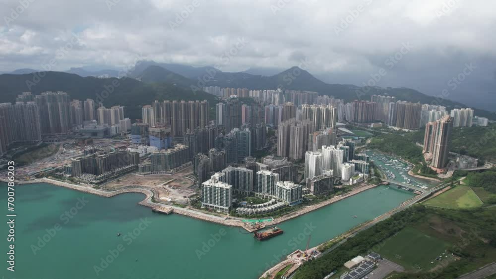 A Commercial and residential community development construction project in Tseung Kwan O Po Lam Hang Hau Clear Water Bay Tiu Keng Leng Lohas Park Kowloon Hong Kong city, Aerial Drone Top skyview A Commercial and residential community development construction project in Tseung Kwan O Po Lam Hang Hau Clear Water Bay Tiu Keng Leng Lohas Park Kowloon Hong Kong city, Aerial Drone Top skyview