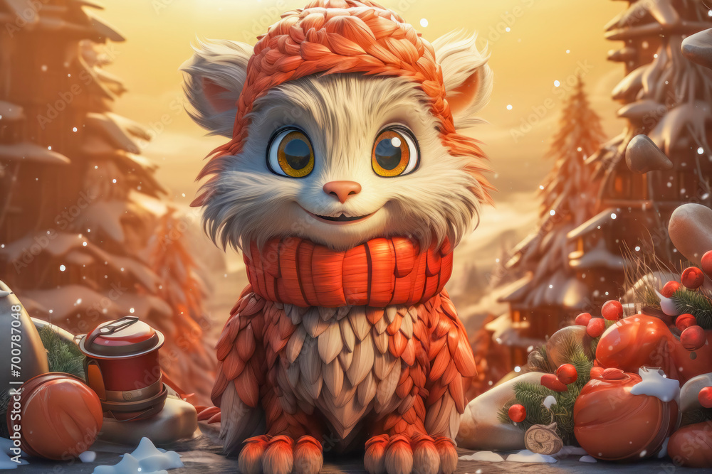 Adorable Fluffy Creature in Winter Wonderland