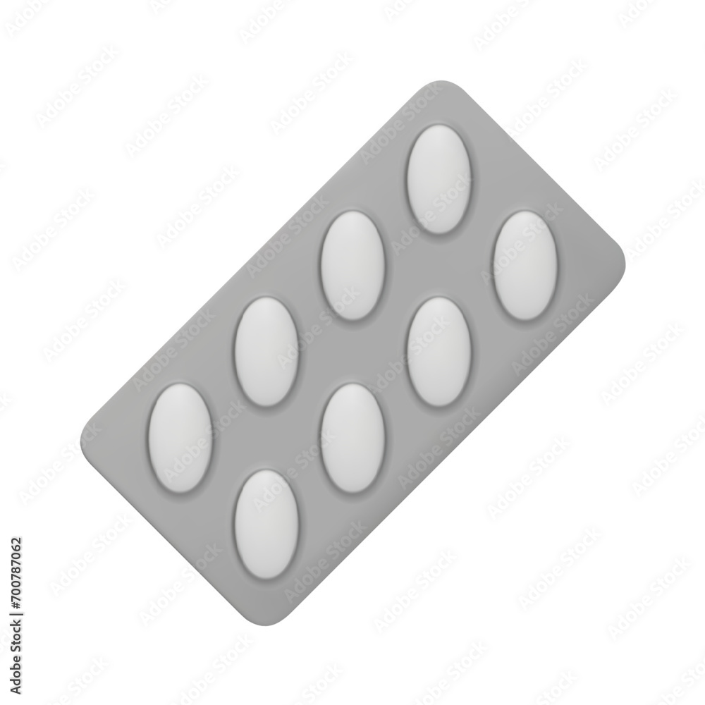 3D vector medical drugs, tabs in package, silver blister pills. Oval medicament painkillers, tablets, antibiotics, active additives. Healthcare medicines. Vector illustration isolated on white. 3D vector medical drugs, tabs in package, silver blister pills. Oval medicament painkillers, tablets, antibiotics, active additives. Healthcare medicines. Vector illustration isolated on white.