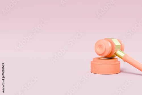 Bilde på lerret 3D Minimal brown, orange gavel icon isolated on pink pastel background