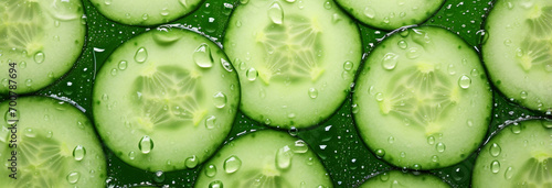 background of green cucumber slices © Daniel