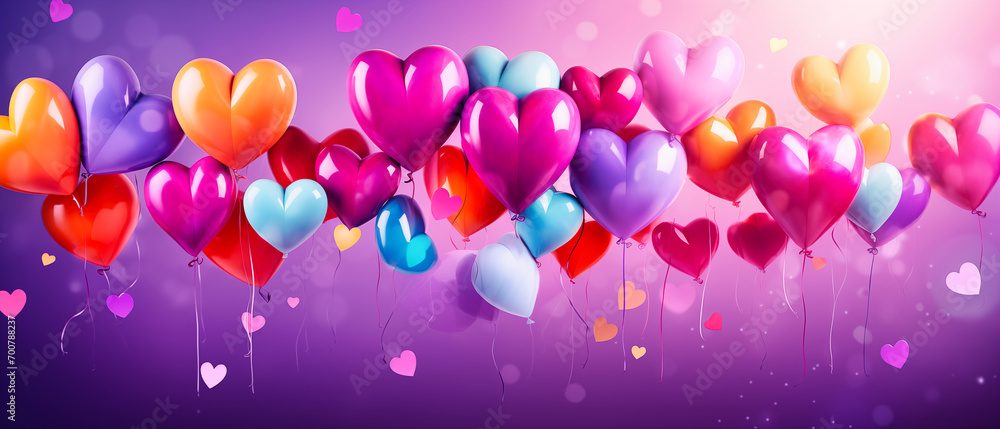 Valentine's Day background with balloons and hearts