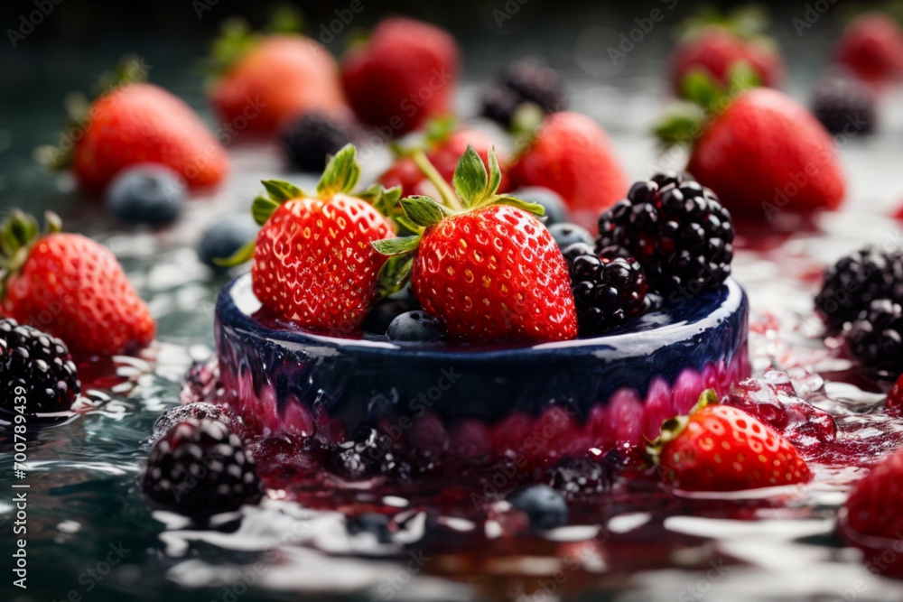 fruits in water with a fresh and vibrant appeal: fruits in water with a fresh and vibrant appeal:
