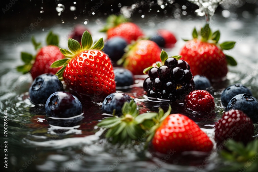 fruits in water with a fresh and vibrant appeal: fruits in water with a fresh and vibrant appeal: