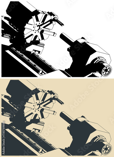 CNC lathe machine close up