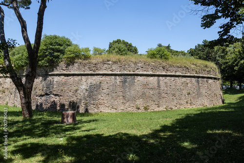 Fototapeta Naklejka Na Ścianę i Meble -  View of Pontecorvo Bastion walls; one of sixteenth century city walls; Padua, Veneto, Italy
