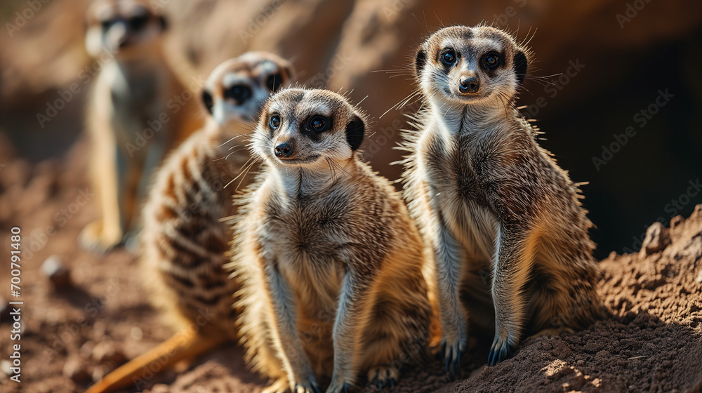 Alert Meerkat Trio on Lookout Alert Meerkat Trio on Lookout
