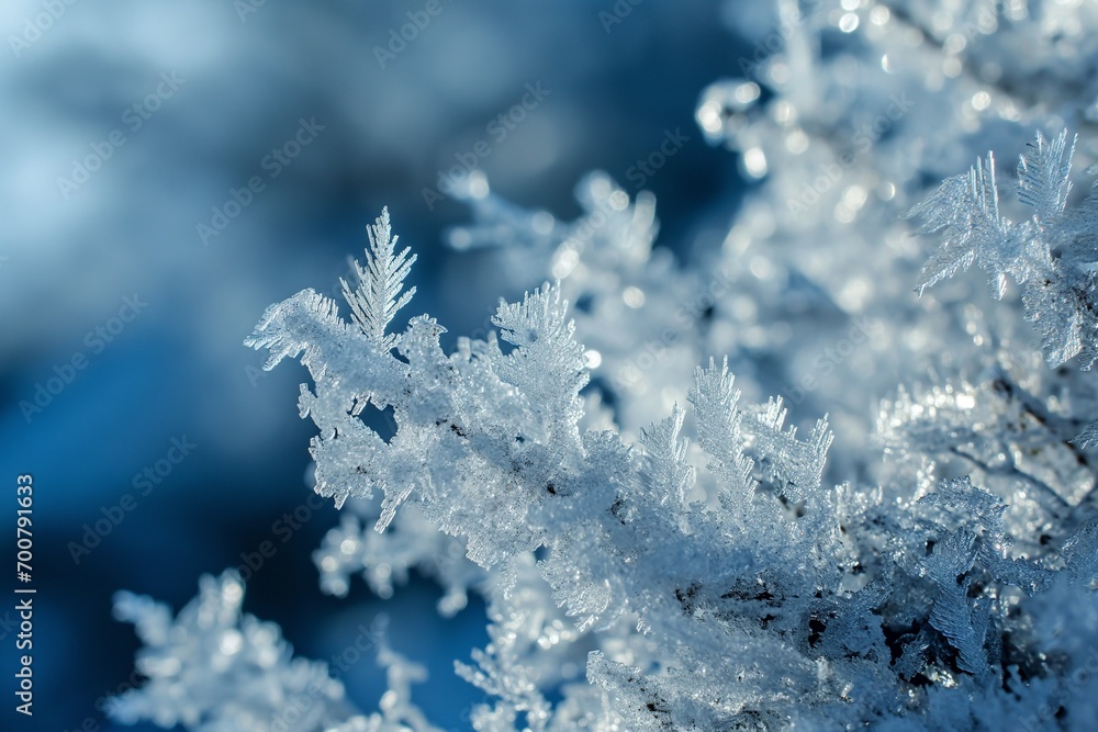 Icy and Snowy Tree Branches with Intricate Frost Patterns and Snowflakes, background or a wallpaper Icy and Snowy Tree Branches with Intricate Frost Patterns and Snowflakes, background or a wallpaper