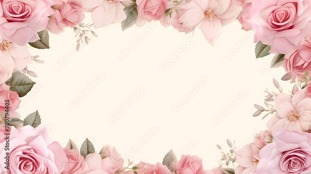 Fototapeta premium Floral frame with decorative flowers, decorative flower background pattern, floral border background