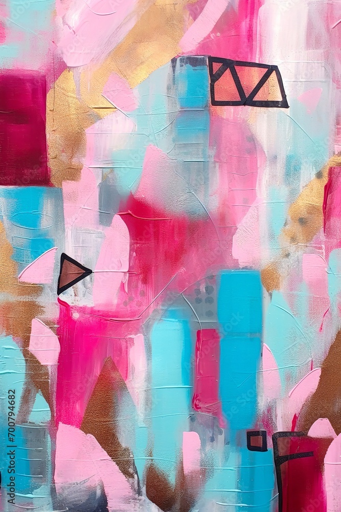 Abstract Colorful Oil Painting On Canvas Texture Hand Drawn Brush