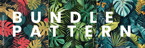 Tropical leaves seamless patern bundle, free