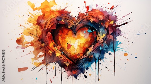 Vibrant watercolor heart: expressive love and artistry in relationships photo