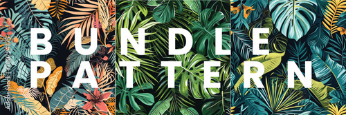 Tropical leaves seamless patern bundle, free