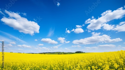 Vibrant wildflower meadow beneath clear blue sky - nature's colorful landscape